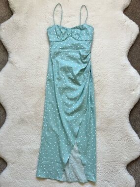 Zara Mint Green Polka Dot Maxi Dress XS